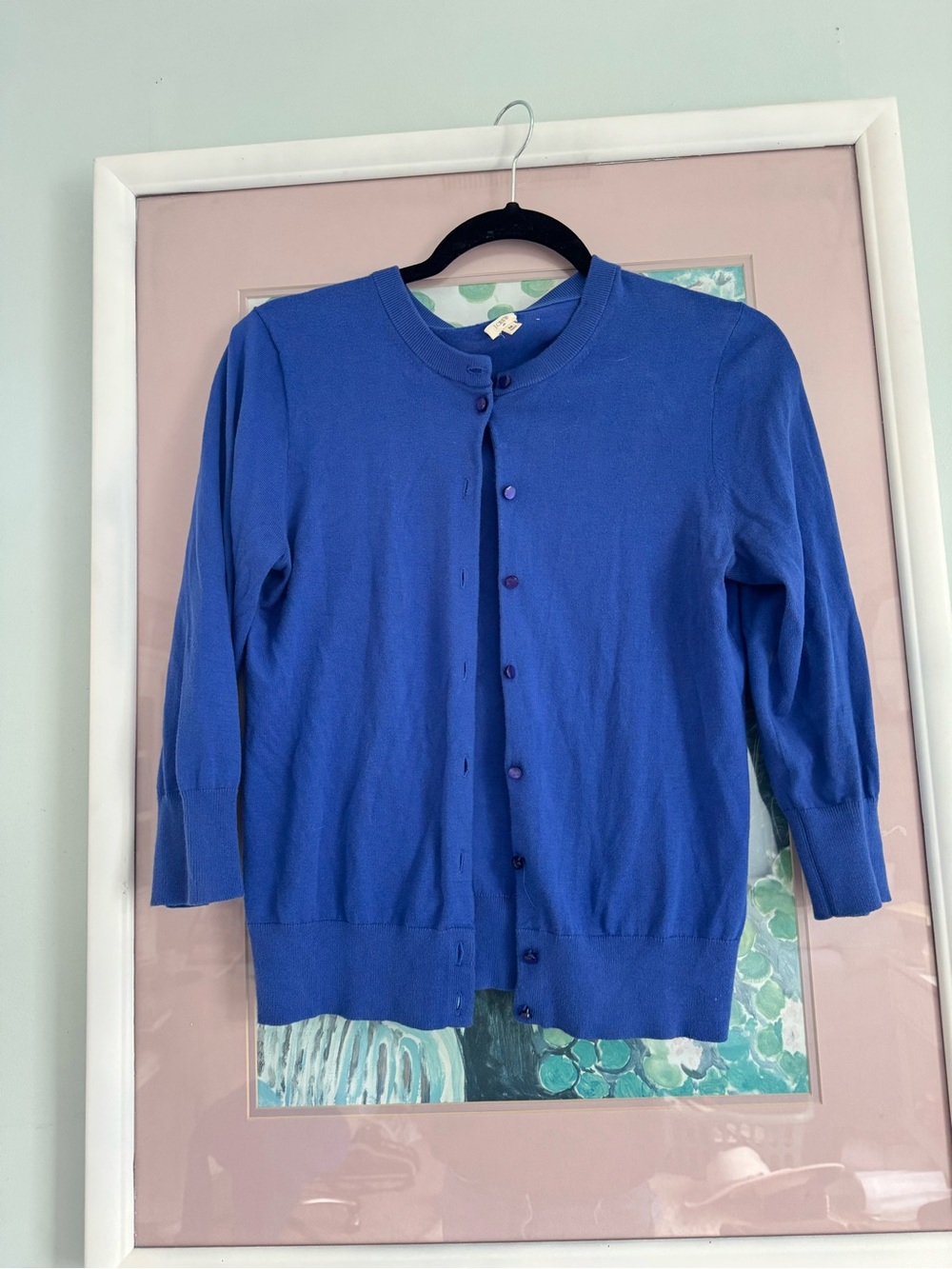 J. Crew Royal Blue Crewneck Button Cardigan